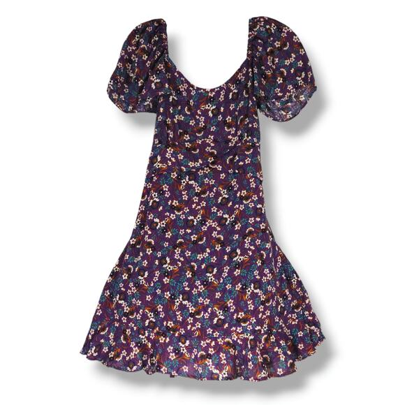 NWT B.O.G. Band of the Free Coraline Floral Crossover Mini Dress Sz. S Purple - Picture 2 of 11